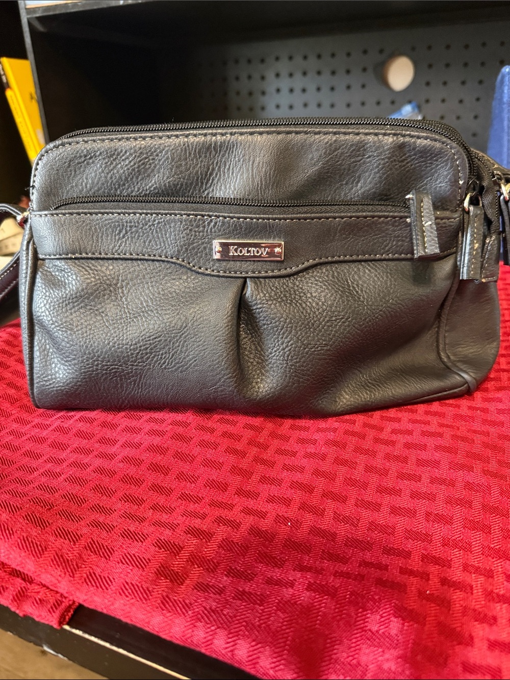Gorgeous Black Koltov Crossbody Tri-Zipper Purse Multi Section compartments